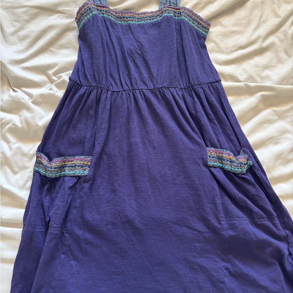 Roxy Girls Purple Sleeveless Dress with Multicolor Crochet Trim